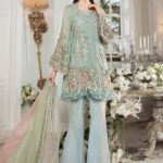Embellished Angrakha Party Wear with Bell-Bottom Trousers