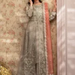 Hand-Embroidered Organza Jacket, Skirt & Dupatta