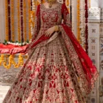 Deep Red Baroque Lehenga Set