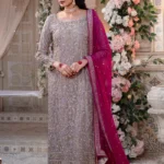 Onion Pink Sheer Zari Tissue Shirt with Raw Silk