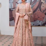 Powder Pink Hand-Embroidered Gown with Regal Dupatta