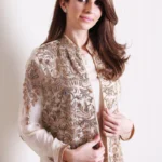 Ivory Gold Embroidered Long Coat Ensemble
