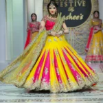 Dual-Tone Yellow & Hot Pink Bridal Lehenga with Silver Embellishments