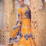 Mustard Yellow & Royal Blue Bridal Lehenga