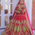 Pink & Mehndi Silver Bridal Lehenga