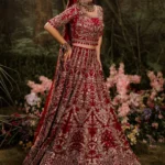 Regal Maroon Katan Bridal Lehenga Ensemble