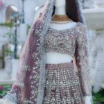 Mauve Lilac Bridal Lehenga with Silver Zardozi Embellishment