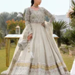 Ivory Elegance Pishwas & Jamawar Lehenga Set