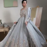 Ice Blue Hand-Embroidered Chiffon Maxi Ensemble