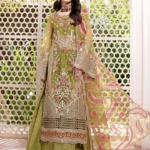 mbroidered Net Kameez Gharara Set