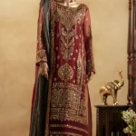 Maroon Elegance Embellished Kameez Trouser Set