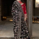 Royal Maroon Embroidered Kameez with Raw Silk Trousers