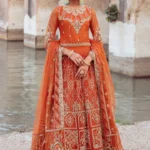 Regal Peach Embroidered Lehenga Choli Set