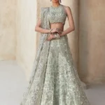 Celestial Bloom Net Gown Set in Light Green