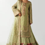 Pearl-Embellished Reman Silk Shirt with Jamawar Sharara & Organza Dupatta