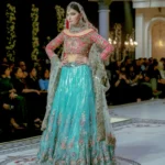 Aqua Blue & Rose Pink Bridal Lehenga