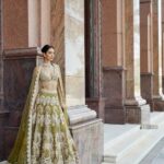 Ornate Sage & Gold Heritage Lehenga Ensemble