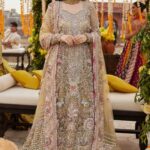 Sage Maxi Ensemble with Gilded Tinsels & Gemstone Embellishment