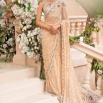 Golden Petal Saree with Intricate Hand Embroidery