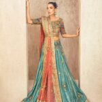 Radiant Teal & Peach Hand-Crafted Lehenga Set