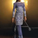 Luminous Indigo Star Embellished Tunic and Flare Set