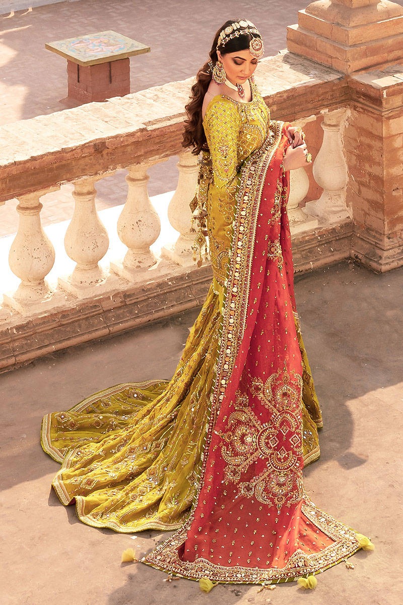 Zarafshan – Lime Green Farshi Gharara Bridal Ensemble - Image 5