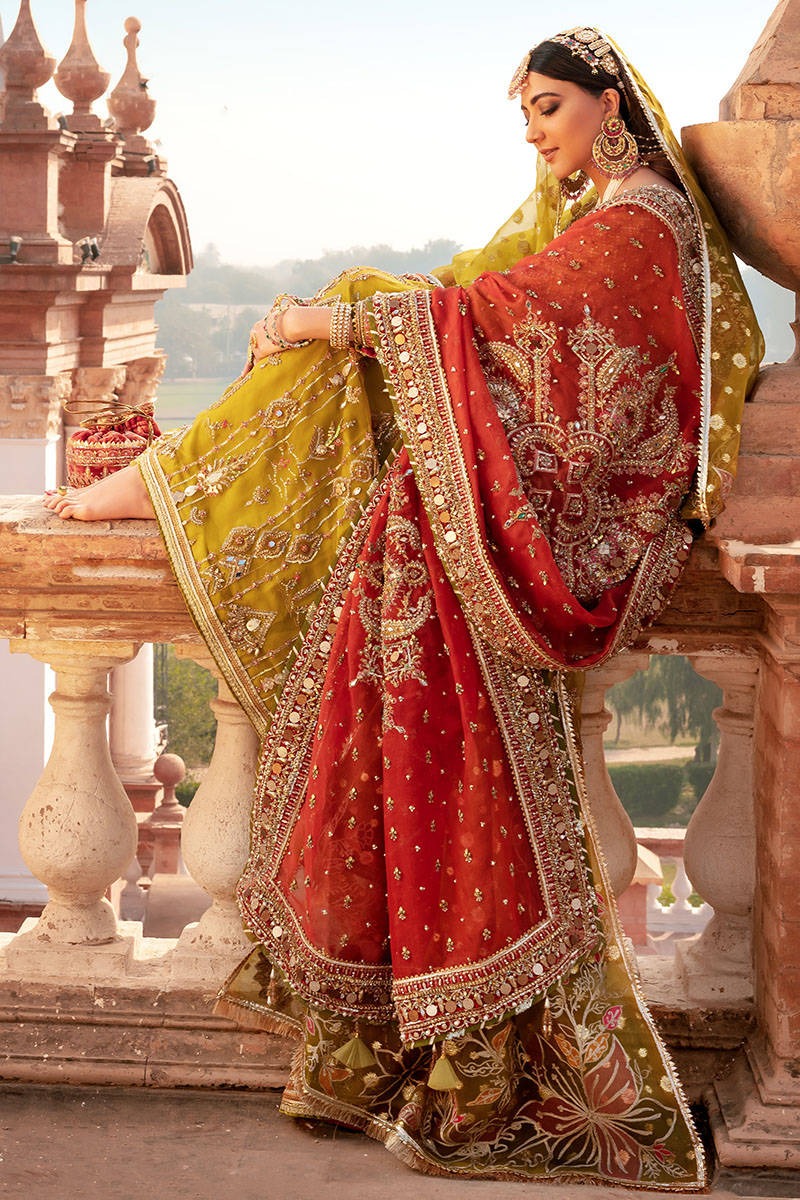 Zarafshan – Lime Green Farshi Gharara Bridal Ensemble - Image 4