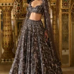 Midnight Charcoal Crystallized Bridal Lehenga