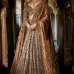 Gold Hand-Embellished Scalloped Lehenga