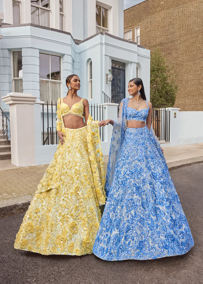 Starlight Silver Crystallized Bridal Lehenga - Image 9