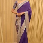 Royal Violet Zardosi Saree Ensemble