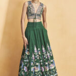 Emerald Forest Peacock Embroidered Lehenga Set