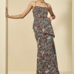 Midnight Botanical Peplum & Column Skirt