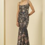 Midnight Noir Botanical Mermaid Gown