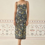 Midnight Noir Botanical Midi Dress