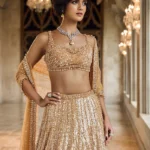Golden Champagne Crystallized Lehenga