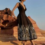 Midnight Obsidian Gilded Avian Midi
