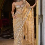Gilded Champagne Sequinned Saree Ensemble