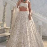 Ivory Pearl & Floral Hand-Embellished Lehenga Set