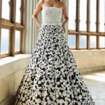 Midnight Blossom Strapless Gown