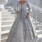 Silver Artisanal Open-Front Jacket & Lehenga Set