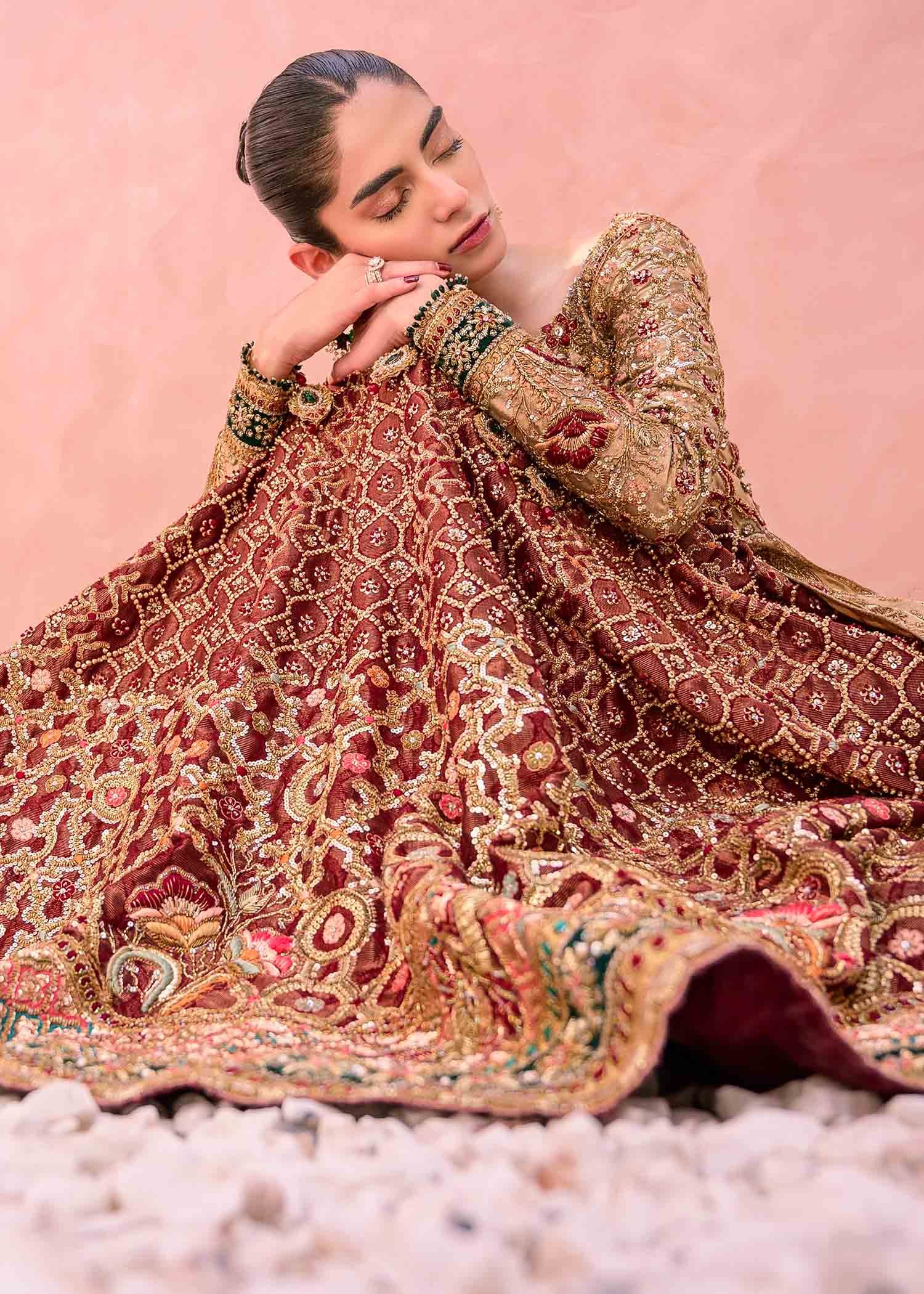 Regal Maroon Katan Silk Lehenga Set with Embellished Coat - Image 3