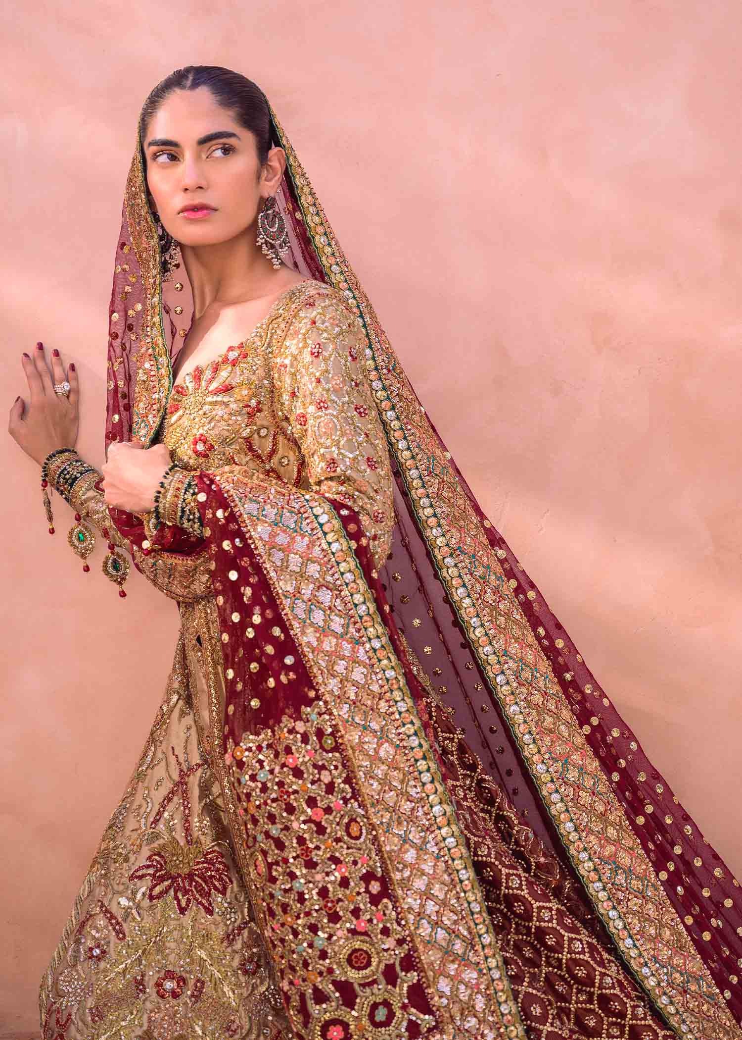 Regal Maroon Katan Silk Lehenga Set with Embellished Coat - Image 2