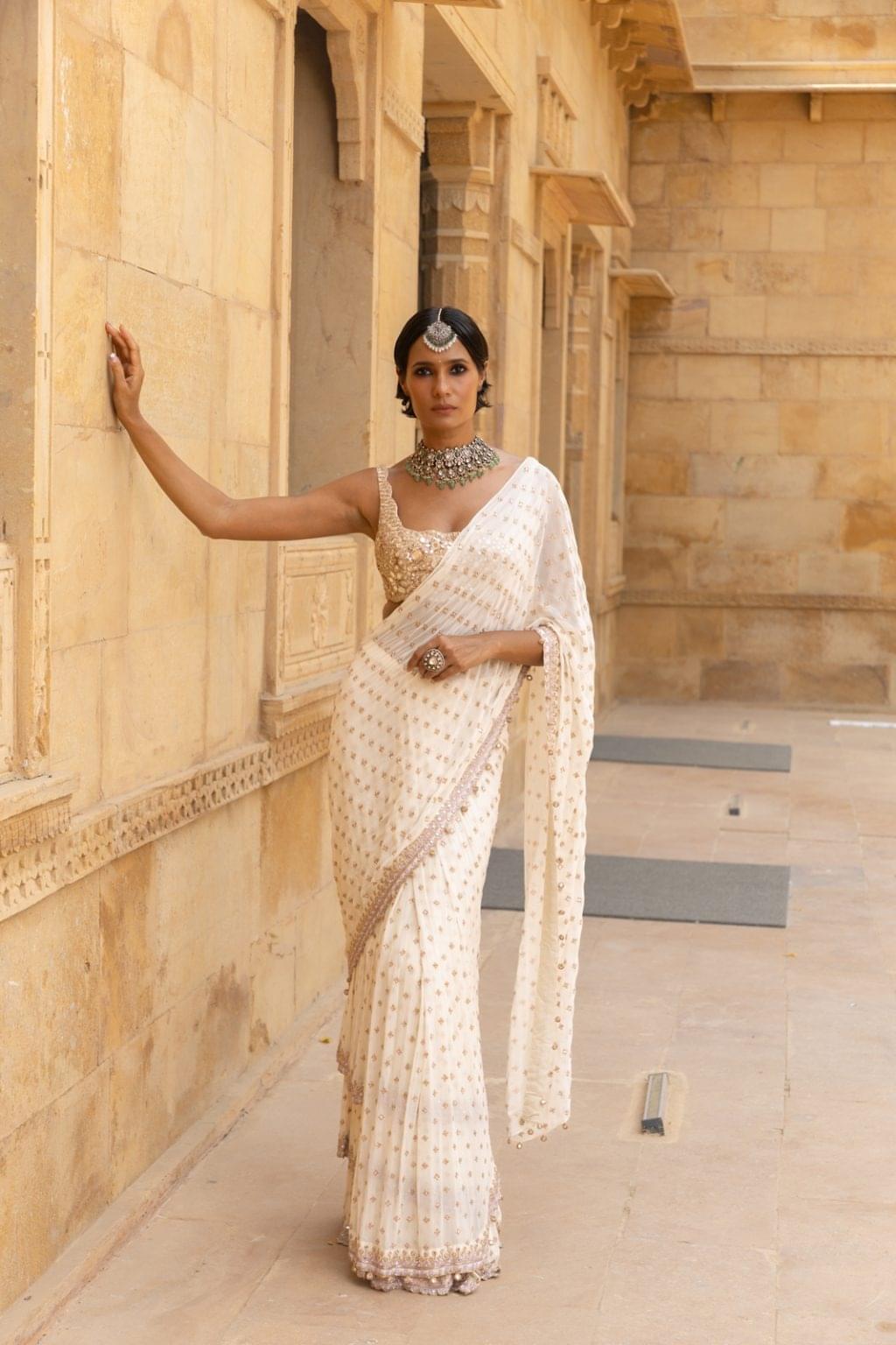 Vanilla Elegance Sari Ensemble